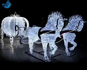 Sculpture de cheval de Cendrillon éclairée en 3D, personnalisée en usine, pour décoration de mariage - Product Image 1