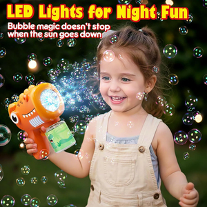 Máquina de Burbujas Automática de 20 Agujeros con Luces, Pistola de Burbujas de Dinosaurio Recargable para Niños - Product Image 3