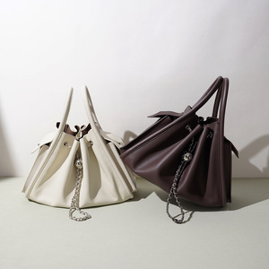 2026 Newest Genuine Leather Slack Bucket <strong>Bag</strong> Women's Chain <strong>Buckle</strong> Shoulder <strong>Bag</strong> Niche Cowhide Personality Crossbody Handbag - Product Image 2