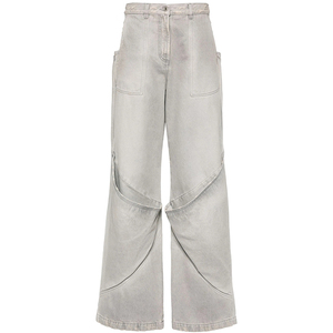 <span class=keywords><strong>Jeans</strong></span> da donna grigio chiaro <span class=keywords><strong>con</strong></span> fondo a campana Sexy Super ampio Streetwear <span class=keywords><strong>con</strong></span> grandi tasche stile Casual per donna - Product Image 5