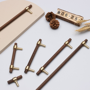 Modern Adjustable Walnut Beech Cabinet Door Handles Brass Wood Pulls <strong>Dresser</strong> <strong>Knobs</strong> for Kitchen Bedroom Bathroom Entry Drawer - Product Image 3