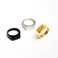 Anillos Para Hombre Großhandel 18 Karat vergoldete Edelstahl ringe Benutzer definiertes Logo Gravierter geometrischer leerer Siegelring für Männer