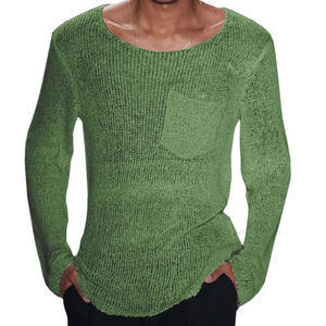 Suéter de Punto para Hombre, Manga Larga, Color Sólido, Diseño con Bolsillos, Ropa Casual Juvenil, Tallas M, L, XL, XXL, XXXL - Product Image 4