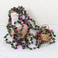 Guirlandes de fleurs artificielles, fausses roses violettes, fleurs en soie, fausses fleurs en plastique, guirlande florale suspendue pour l'extérieur, décoration d'automne