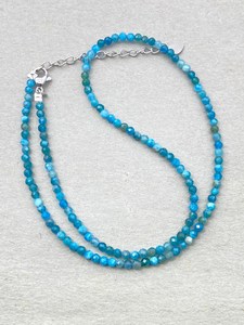 Collar de Apatita Azul, Collares con Cuentas de Piedras Preciosas Pequeñas, Joyería Delicada con Piedras Preciosas Microfacetadas, Joyería Minimalista, Cristal - Product Image 3