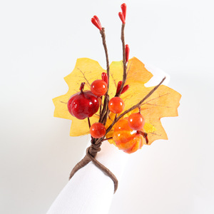Servilleteros acrílicos Metal plateado mariposa fruta hoja de arce soporte de ratán de madera ecológico moderno elegante fácil de limpiar - Product Image 4
