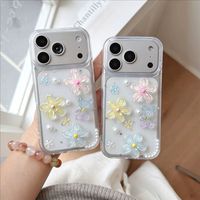 Funda de Silicona con Diseño Floral de Osito de Peluche para Teléfono, Disipación de Calor, Artesanía en Epoxi, Compatible con 17 Pro Max, Transparente con Polvo Brillante 15