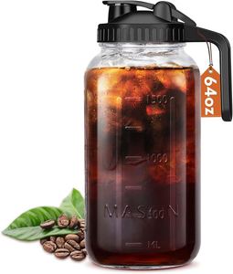 32 Oz 64 Oz Thân Thiện Với Môi Kính Bền Hình Vuông Mason Jar Pitcher Rò Rỉ Bằng Chứng Vòi Nắp Cho Cà Phê Sữa Iced Trà Nước Trái Cây - Product Image 1