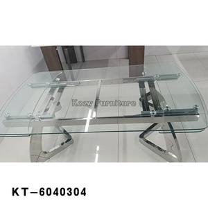 <span class=keywords><strong>Mesa</strong></span> de <span class=keywords><strong>Comedor</strong></span> Moderna de Lujo Ligero con Vidrio Templado, Estructura de <span class=keywords><strong>Acero</strong></span> Inoxidable, Diseño Simple <span class=keywords><strong>y</strong></span> Creativo, <span class=keywords><strong>Extensible</strong></span> - Product Image 3
