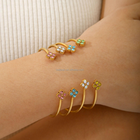 Bracelet et bague en acier inoxydable de haute qualité, sertis de diamants, plaqués or 18 carats, résistants à la décoloration
