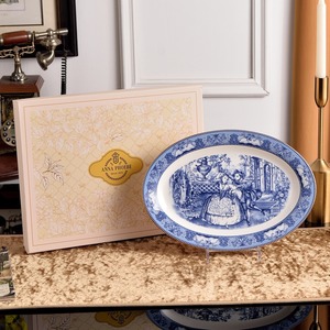 England Style Europe Modern Blue and White Round Ceramic Plates <b>Dinnerware</b> <b>Set</b> Customized Brand Dishes Portable <b>for</b> Gift - Product Image 4