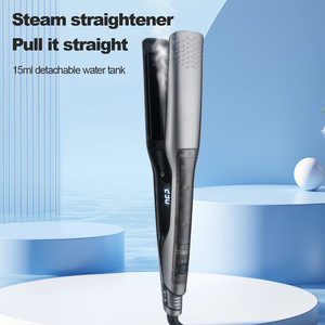Plancha de vapor para el cabello con tanque de agua desmontable de 15 ml y pantalla de temperatura para uso en cabello seco y mojado - Product Image 1