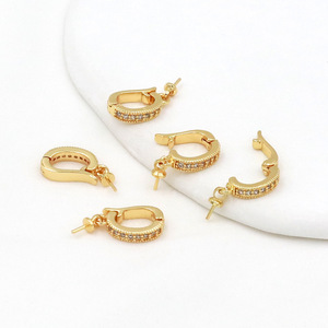 Huggie <b>Earrings</b> 18K Gold Plated Zircon Micro Pave Zinc Alloy Unisex Fashion <b>Cuff</b> <b>Earrings</b> - Product Image 1