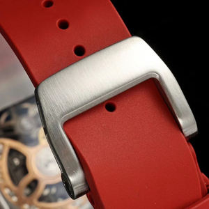 Reloj Mecánico de Agata Roja con Forma de Barril, Correa de Fluororubber, de Alta Gama, Unisex, para Uso Diario, Fiestas, Elegante, Moderno - Product Image 6