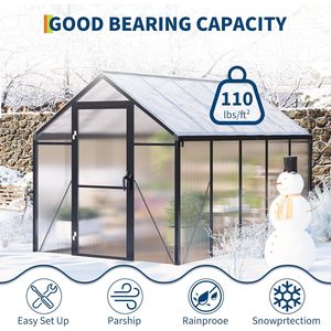 GarveeTech 6X10 Ft Polycarbonate Greenhouse Aluminum <b>Frame</b> Lockable Door Outdoor Garden Sunroom For <b>Plants</b> Vegetables Herbs - Product Image 4