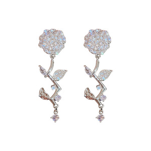 Orecchini pendenti a forma di fiore di rosa per donna, accessori per le orecchie semplici ed eleganti da indossare ogni giorno - Product Image 5