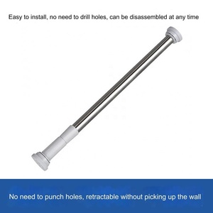 Accessoires de <span class=keywords><strong>tringle</strong></span> à <span class=keywords><strong>rideau</strong></span> de douche télescopique en acier inoxydable, <span class=keywords><strong>grande</strong></span> tête ronde, tige de séchage des vêtements sans poinçonnage - Product Image 3