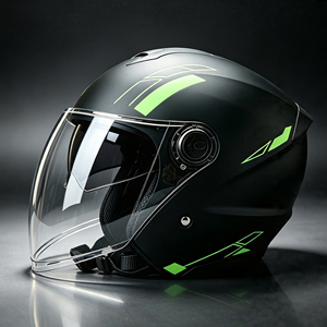 Casco de Motocicleta Abatible DOT, Carcasa de ABS Negro Mate, Visera Doble, Estilo Modular 3/4 Abierto - Product Image 1