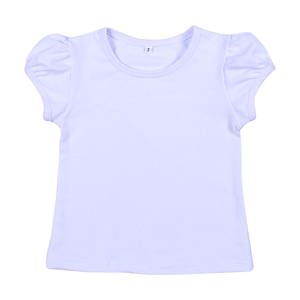 Camiseta de Verano de Manga Corta con Volantes, Color Blanco Liso, 100% Algodón, Camisetas Lisas para Niñas - Product Image 2