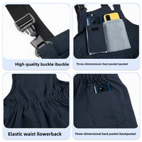 Salopette de travail personnalisable avec logo, empiècements contrastants, bretelles réglables, taille élastique, multi-poches, pour mécaniciens et réparation automobile