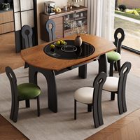 Leicht Luxuriöser Retro Quadratisch-Runder Multifunktionaler Hochwertiger Massivholztisch, Geeignet für Zuhause, Hotel und Restaurant