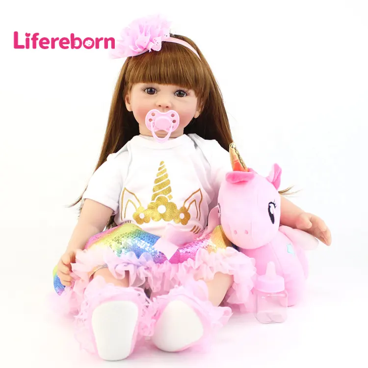 Lifereborn 60 cm Lifelike Cloth Body 24 Inch Vinyl Silicone Baby Reborn Princess Girl Big Doll For Girls