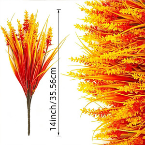 Fleurs artificielles Yuyao, herbe de printemps jaune et rouge, plante en pot, décoration extérieure pour la maison - Product Image 4