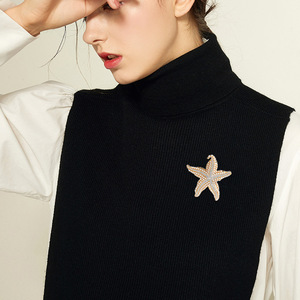 Broche de perla de cristal chapado en oro de estrella de mar de nueva moda para mujer, decoración de ropa, joyería, solapa, Pin de seguridad, regalos de Festival - Product Image 1