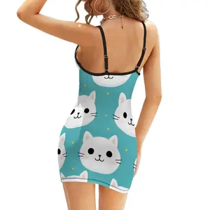 V-Collar Short <b>Spaghetti</b> <b>Strap</b> Bodycon Club <b>Dress</b> - Product Image 4