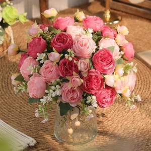 Fleurs de pivoine artificielles roses, fausses fleurs en soie, bouquets de pivoines pour mariage, centre de table, décoration florale pour la maison - Product Image 3