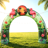Arche gonflable de flamant tropical personnalisée pour festival de musique d'été en extérieur, accessoire de fête de plage, portail gonflable en forme de palmier