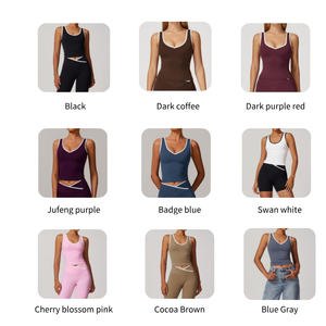 Nuovo gilet da palestra a sensazione nuda canottiere <span class=keywords><strong>Sexy</strong></span> senza maniche con scollo profondo a U per le donne che corrono canottiera da atletica gilet da Yoga sottile - Product Image 2