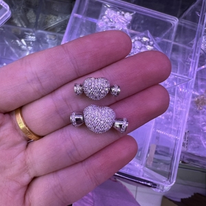 Thời trang sang trọng chuyển đổi sang trọng lạ mắt 925 Sterling bạc thời trang triển khai khóa trái tim ẩn Zircon ngọc trai đóng cửa Clasp khóa - Product Image 5