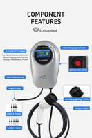 Borne de recharge murale pour véhicules électriques 32A à courant réglable Type 2 7kW IP65 avec contrôle Wi-Fi pour usage domestique et commercial