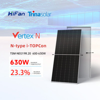 Panneaux solaires Trina Solar Vertex N 600W-630W de marque Tier 1, type N, monocristallins, demi-cellules, efficacité 23,3 %, double vitrage.