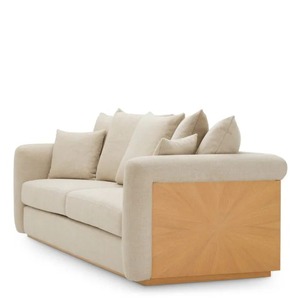 Divani Minimalisti in Tessuto <span class=keywords><strong>Ecru</strong></span> e Impiallacciatura di Quercia Naturale, Sedie Moderne di Lusso, <span class=keywords><strong>Divano</strong></span> per Soggiorno - Product Image 4