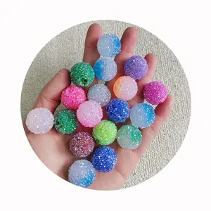 Round Sugar Sand Acrylic Beads Mixed Color Adhesive Craft Fashion Jewelry Focal Beads For Pens DIY Handmade Accessories