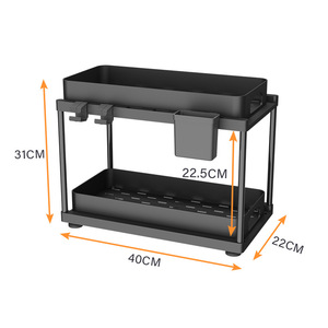 In vogue Living Room Kitchen Holder Double-layer pull-out condiment storage rack Bedroom living room storage rack kitchen - Product Image 2
