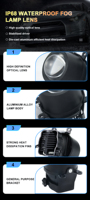 Nouveaux phares antibrouillard LED GPNE F8 12V H11 jaunes de 3 pouces compatibles avec les voitures LHD et RHD pour la conduite