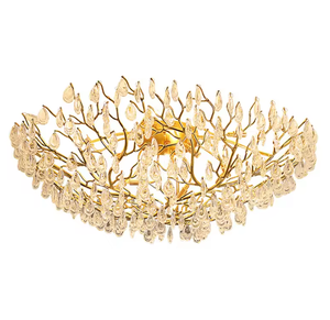 Hôtel de mariage de haute qualité Luxueux or laiton branche cristal goutte de pluie lustre de plafond moderne - Product Image 6