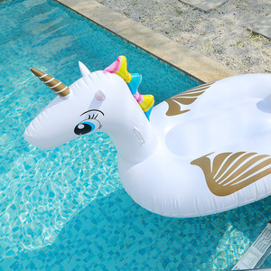 Flotador inflable de unicornio blanco 176x75x80cm, anillo flotante para piscina para nadar - Product Image 2