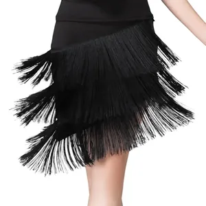 Falda de Baile Latino con Flecos <span class=keywords><strong>para</strong></span> <span class=keywords><strong>Mujer</strong></span>, Cintura Elástica, Dobladillo Irregular, <span class=keywords><strong>para</strong></span> Salsa, Samba y Baile Moderno - Product Image 1