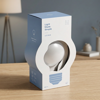 Boîte d'emballage en carton rigide personnalisée avec poignée, ampoule LED bleue, impression quadricolore, revêtement UV pour présentation en magasin, E27, logo personnalisé