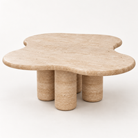 JIAMEIJIA FURNITURE Table basse moderne décorative en forme de nuage, effet travertin, avec trois pieds en colonne