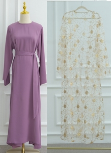 MEXIZO 2025 Abito Lungo Musulmano in Tulle Ricamato a 2 Pezzi, Abaya di Dubai, Produttore e Grossista di Abaya di Dubai - Product Image 5
