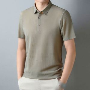 Nouveau <span class=keywords><strong>Polo</strong></span> d'été en Soie Glacée pour Homme, T-shirt Décontracté à Manches Courtes avec Col Jacquard et Infroissable - Product Image 2