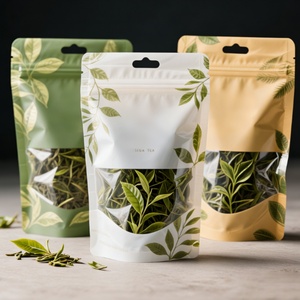 Sachets refermables en aluminium avec fermeture éclair, personnalisables avec logo, pour emballage alimentaire, sachets scellés de qualité alimentaire pour thé vert, vente en gros - Product Image 3