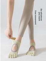 Chaussettes de yoga et de Pilates à cinq doigts, à bout ouvert, en coton peigné, sans couture, antidérapantes, invisibles, pour adultes et jeunes, pour la danse et les sports d'été
