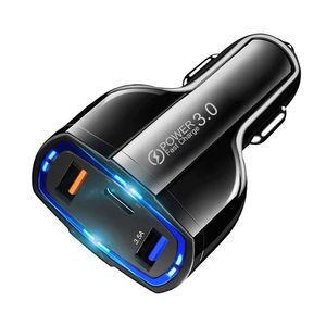 ที่ชาร์จในรถยนต์ QC3.0 Quick 3 พอร์ต 3.5A พร้อมไฟ LED พอร์ตคู่ USB และพอร์ต Type C สำหรับโทรศัพท์มือถือทุกรุ่น - Product Image 1
