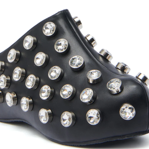 Sabots noirs pour femmes avec strass, mules à plateforme scintillantes avec embellissements en cristal, chaussures de soirée tendance - Product Image 4